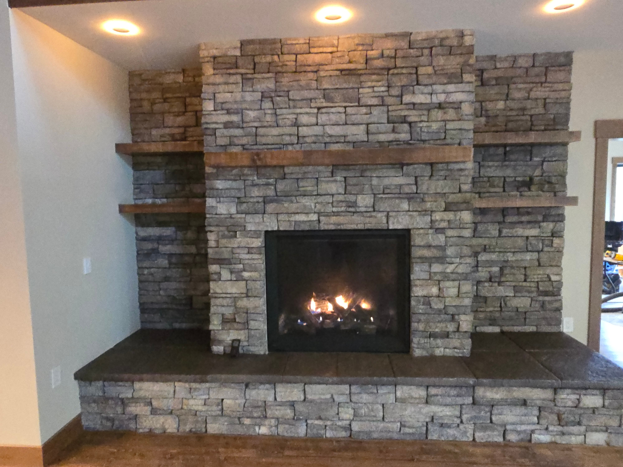 Stone fireplace masonry work